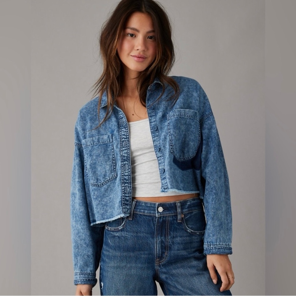 American Eagle - Blue Denim Cropped Shirt - XS/S